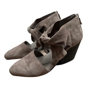 Eileen Fisher Margo Suede Leather Wedge Heels Pointed Toe Tan Brown Size 8.5